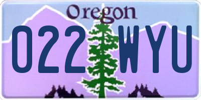 OR license plate 022WYU