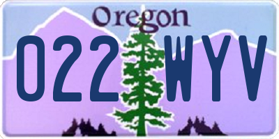 OR license plate 022WYV