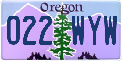 OR license plate 022WYW