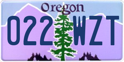 OR license plate 022WZT