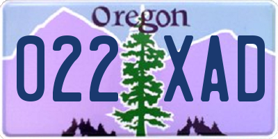 OR license plate 022XAD