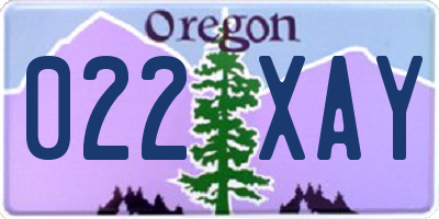 OR license plate 022XAY