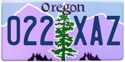 OR license plate 022XAZ