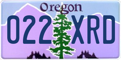 OR license plate 022XRD