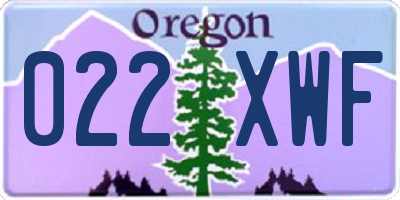 OR license plate 022XWF