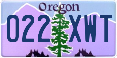 OR license plate 022XWT