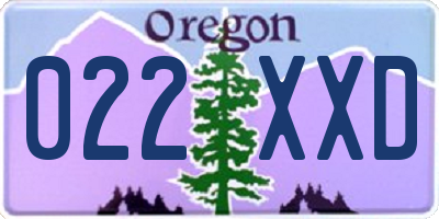 OR license plate 022XXD