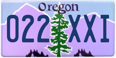OR license plate 022XXI