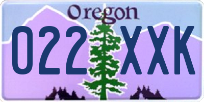 OR license plate 022XXK