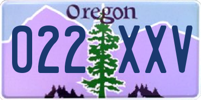 OR license plate 022XXV