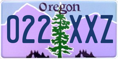 OR license plate 022XXZ