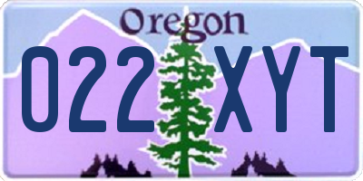 OR license plate 022XYT