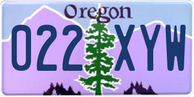 OR license plate 022XYW