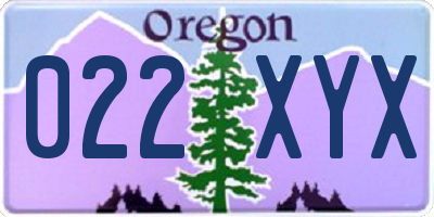 OR license plate 022XYX