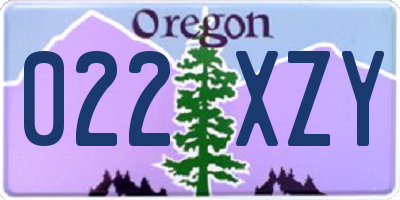 OR license plate 022XZY