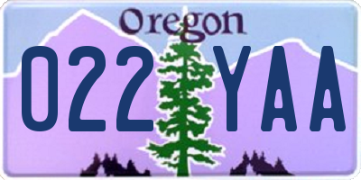 OR license plate 022YAA