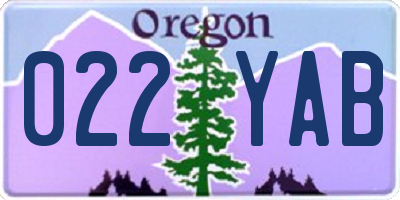 OR license plate 022YAB
