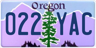 OR license plate 022YAC