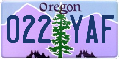 OR license plate 022YAF