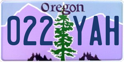 OR license plate 022YAH
