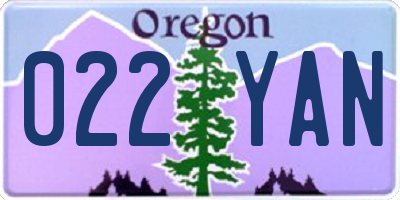 OR license plate 022YAN