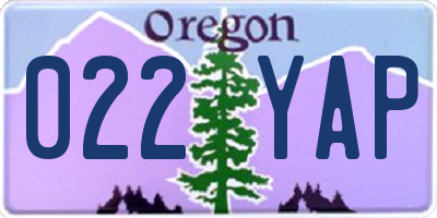 OR license plate 022YAP
