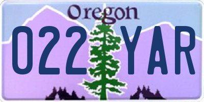 OR license plate 022YAR