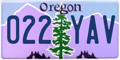 OR license plate 022YAV