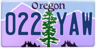 OR license plate 022YAW