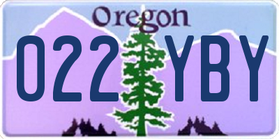 OR license plate 022YBY
