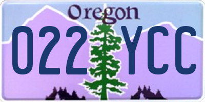 OR license plate 022YCC