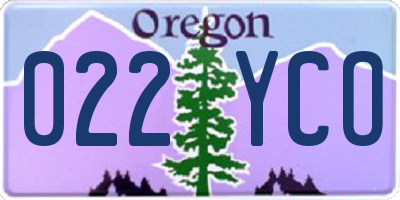 OR license plate 022YCO