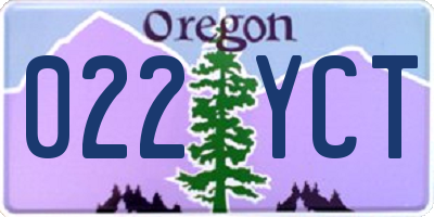 OR license plate 022YCT