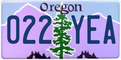 OR license plate 022YEA