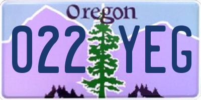 OR license plate 022YEG