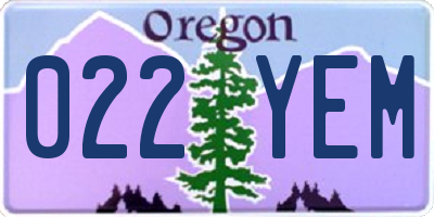 OR license plate 022YEM
