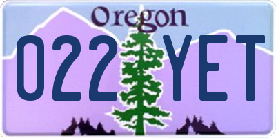 OR license plate 022YET