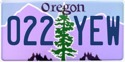 OR license plate 022YEW