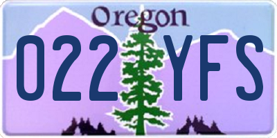 OR license plate 022YFS