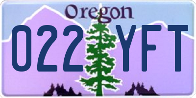 OR license plate 022YFT