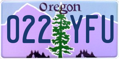 OR license plate 022YFU
