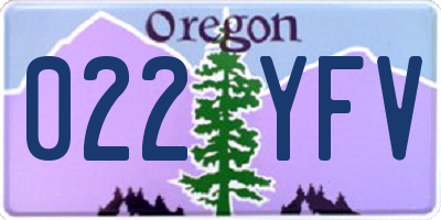 OR license plate 022YFV