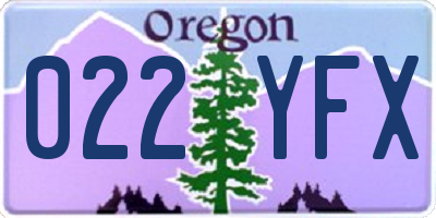 OR license plate 022YFX