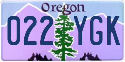 OR license plate 022YGK
