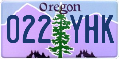 OR license plate 022YHK
