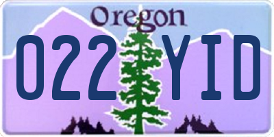 OR license plate 022YID
