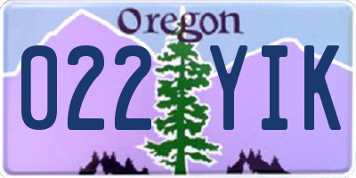 OR license plate 022YIK