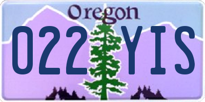 OR license plate 022YIS
