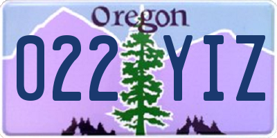 OR license plate 022YIZ