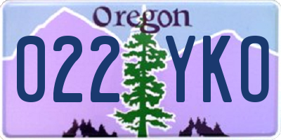 OR license plate 022YKO